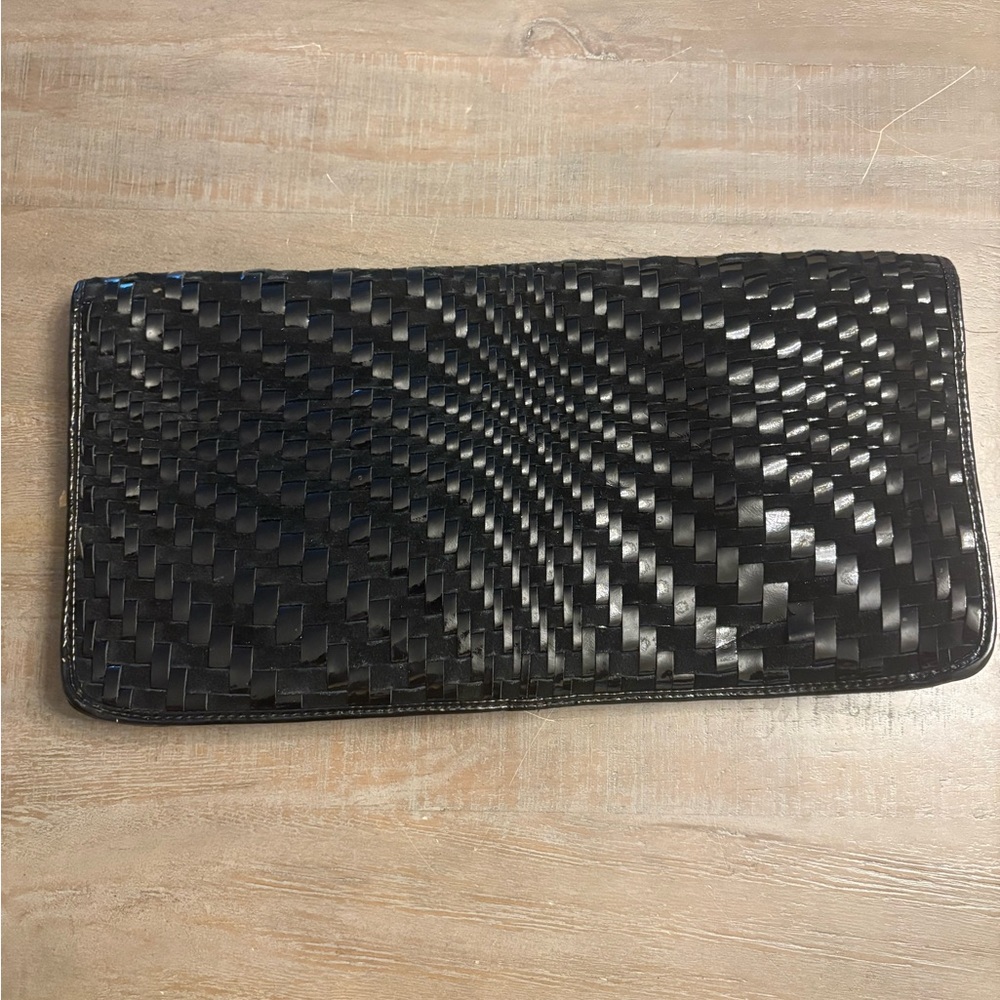 Cole Haan Genevieve Patent|Velour Black Woven Clutch